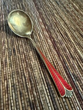 David Andersen Norway Sterling Silver Spoon Enamel Guilloche Gilt Vintage